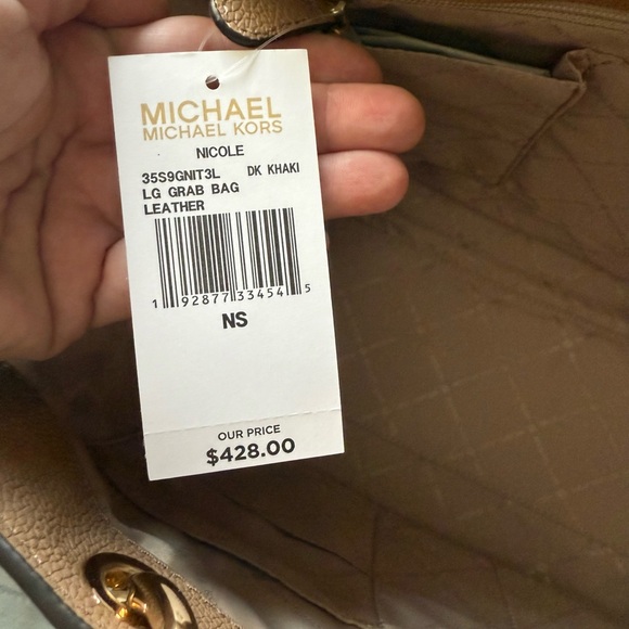 SALE🌸Michael Kors Dark Khaki Nicole Leather Tote - Picture 4 of 7